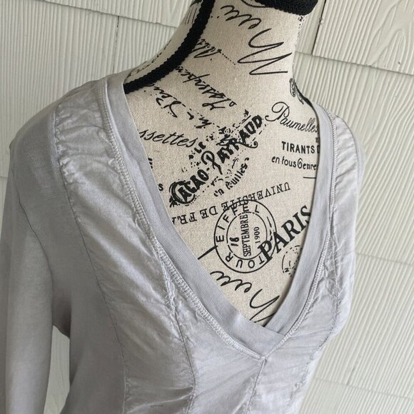 XCVI Sheer Front Legenlook V-Neck Top Long Sleeve - Gray Womens Size L (J6) - Picture 11 of 15